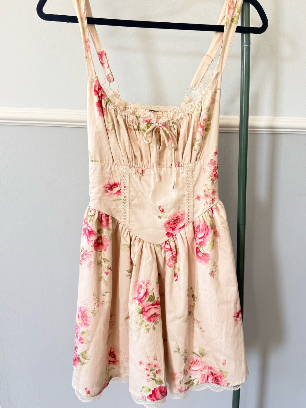 wild fable Cream Sundress with Pink Rose Print